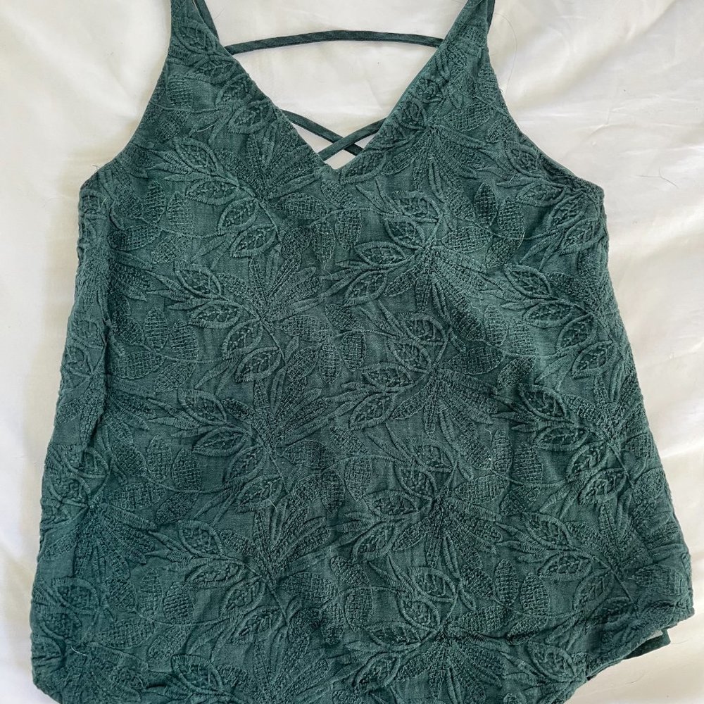 Loft Green Embroidered Tank Top